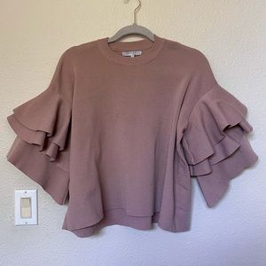 Favlux Bell Tiered Ruffle Mauve Sweater size L